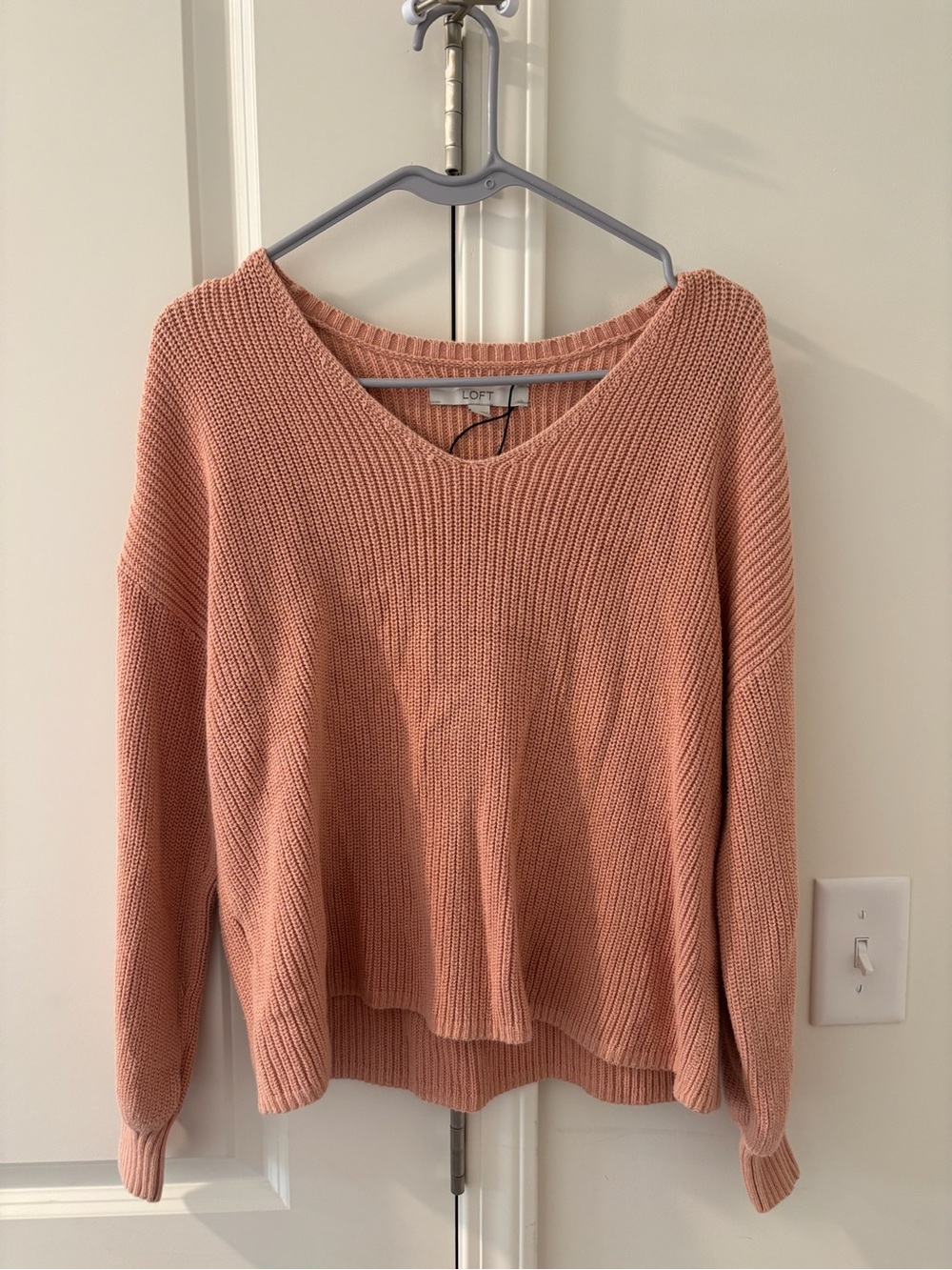 LOFT V-Neck Sweater in Rosewood Pink